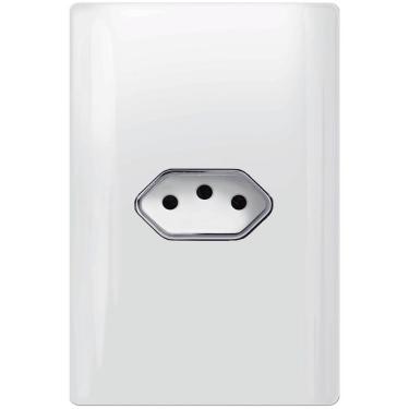 Imagem de Tomada Universal Horizontal 2P+T 20A com Placa 4x2 Dc 1200-30 Branco com Cromado Ekron