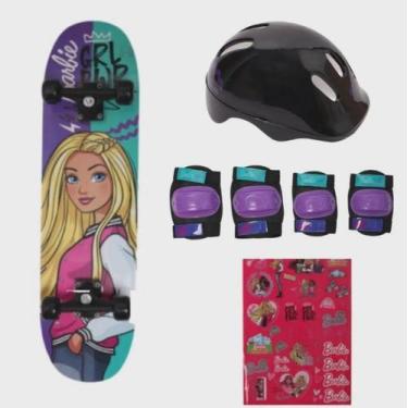 Imagem de Skate Barbie com acessórios de segurança - Fun F00105