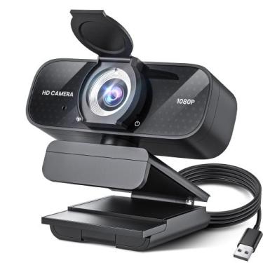 Imagem de Webcam TRAUSI 1080P HD com Microfone com Cancelamento de Ruído e Tampa