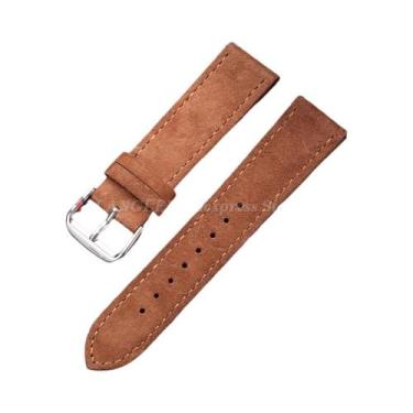 Imagem de Pulseira De Relógio Vintage Em Couro Suede Marrom Genuíno Com Liberaçã