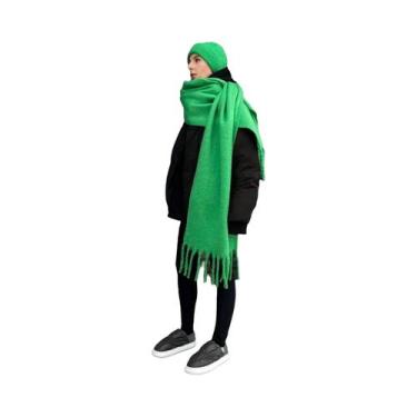 Imagem de Cachecol De Luxo Feminino Em Cashmere, Xale Grosso E Quente Com Franja