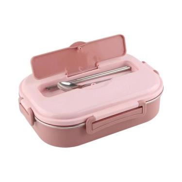 Imagem de Caixa Bento Portátil De Aço Inoxidável Com 4 Compartimentos Para Armaz