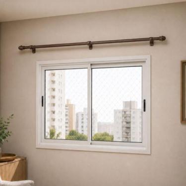 Imagem de Varão para Cortina 2 metros Kit 19mm Bastão Suporte Simples - ENTROU C