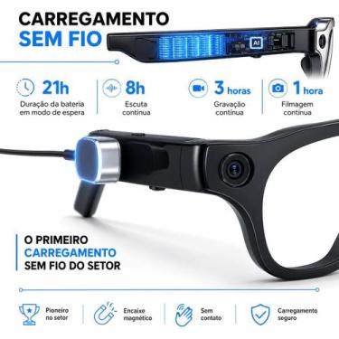 Imagem de Óculos com Câmera 13MP Kit 3 Lentes Bluetooth Wi-Fi e Áudio - Microwea