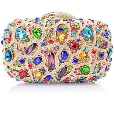 Imagem de MOSSMON Bolsa de noite com strass de cristal de luxo, Dourado/colorido, Large