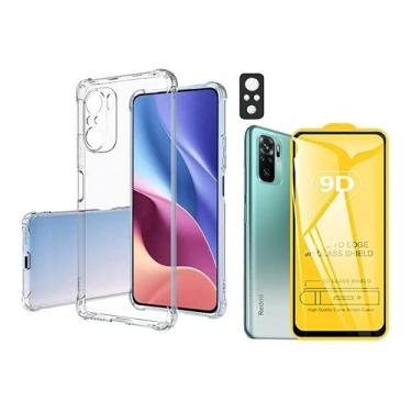 Imagem de Kit Capa Anti Impacto, Película de Vidro 3D/9D e Lente da Câmera Para Xiaomi Redmi Note 10S (6.43 Pol) - Jodda
