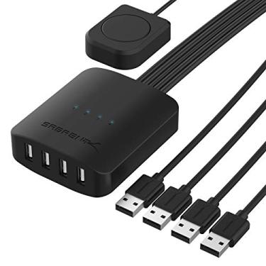 Imagem de SABRENT Interruptor de compartilhamento USB 2.0 até 4 computadores e periféricos indicadores de dispositivo LED (USB-USS4) preto