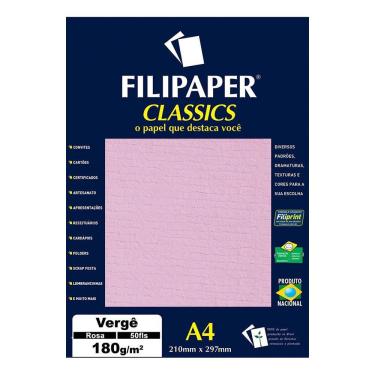 Imagem de Papel Vergê A4 Filipaper Classics 180G 50 Folhas Rosa