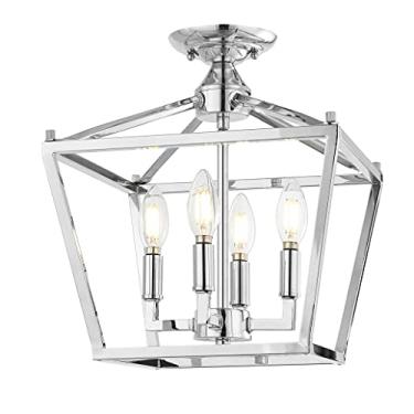 Imagem de JONATHAN Y JYL7610C Plains Mini Lanterna Ferro Modern Farmhouse LED Flush Mount, rústico, industrial, regulável, 2700K aconchegante luz cozinha, corredor, banheiro, escada, cromo