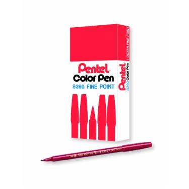 Imagem de Pentel Caneta colorida de arte, vermelho escuro, caixa com 12 (S360-128)