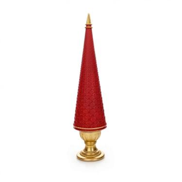 Imagem de Árvore Decorativa de Natal em Resina Vermelho e Dourado 35 cm - D`Rossi