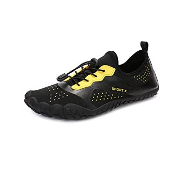 Imagem de Legou Sapatos respiráveis de tamanho grande, sapatos de cinco dedos, sapatos de praia de verão secagem rápida Preto amarelo 33.5