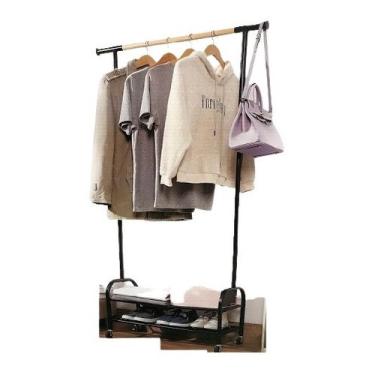 Imagem de Arara De Roupas Com Sapateira E Rodas