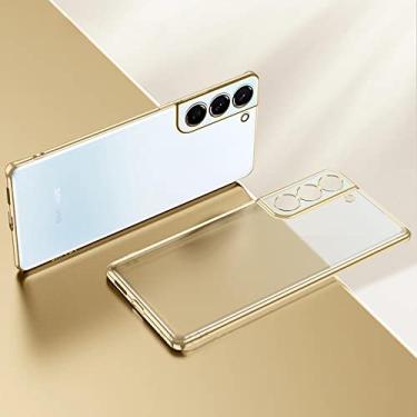 Imagem de Capa de telefone folheada a ouro para Samsung Galaxy S21 Ultra S20 Plus S22 S 21 20 5g câmera protetora capa de silicone transparente, ouro, para s30
