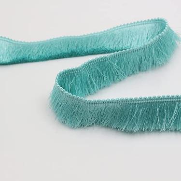 Imagem de 1 m de espessura de poliéster renda guarnição chapelaria vestuário travesseiro decoração fita franja colorida 2,8 cm rosa branco preto cinza verde, NO17