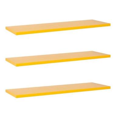 Imagem de Kit Com 3 Prateleiras 60 X 15cm Suporte Invisivel Cor Amarelo - Mercad