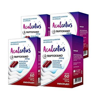 Imagem de Kit 4 Acalentus L-Triptofano 60 Cápulas Acido fólico Magnésio Vitaminas B6 e B12