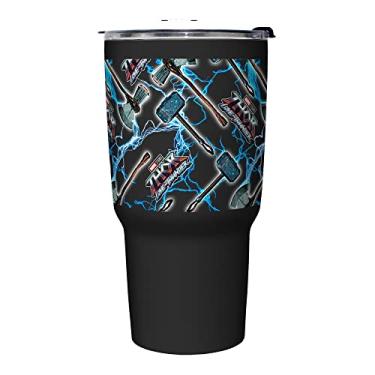 Imagem de Marvel Caneca de viagem isolada de aço inoxidável Mjollnir and Stormbreaker Pattern 765 ml, multicolorida