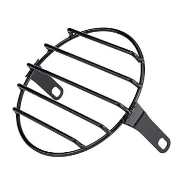 Imagem de Suuonee Farol Grill Guard, 16,5 cm, Suporte Lateral para Motocicleta Farol Redondo Capa para Grelha para Cruiser Chopper Cafe Racer (Listras)