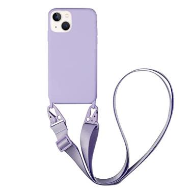 Imagem de CQUUKOI Compatível com iPhone 13 Pro Max, capa de telefone transversal com cordão, capa de silicone macio fofa com alça de ombro ajustável, protetor à prova de choque, compatível com mulheres e