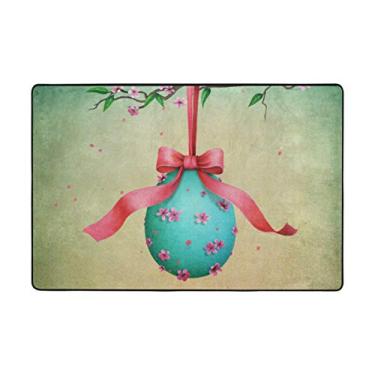 Imagem de My Little Nest Tapete de área vintage ovo de páscoa rosa arco leve capacho 60 cm x 9 cm, esponja de memória interior decoração externa tapete para entrada sala de estar quarto escritório cozinha corredor