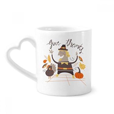 Imagem de Caneca com estampa de homem de desenho animado do dia de Ação de Graças caneca de café cerâmica copo de coração