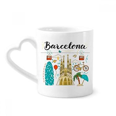 Imagem de Caneca Barcelona Espanhola Sagrada Familia Café Cerâmica Copos Copo de Coração de Vidro