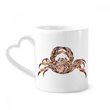 Imagem de Caneca de cerâmica de café com design de padrão de caranguejo, copo de coração de vidro