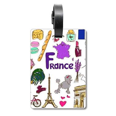 Imagem de França Landscap Animais Bandeira Nacional Mala Etiqueta Bagagem Cartão Pendurado Etiqueta Scutcheon Etiqueta, Multicolorido.