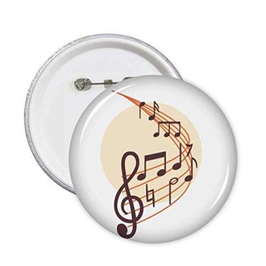 Imagem de Notas musicais curvadas em forma redonda, broches de crachá, redondo, decoração de roupas, 5 peças