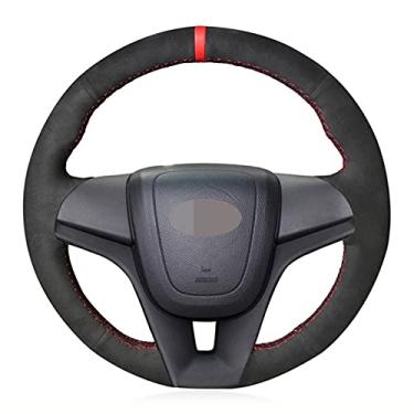 Imagem de Capa de volante de couro confortável antiderrapante costurada à mão preta, apto para Chevrolet Cruze 2009 a 2014 Aveo 2011 a 2014 Orlando 2010 a 2015