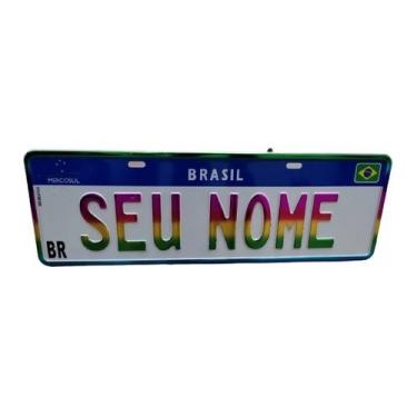 Imagem de Placa De Carro Personalizada Mercosul Em Alumínio Decorativa