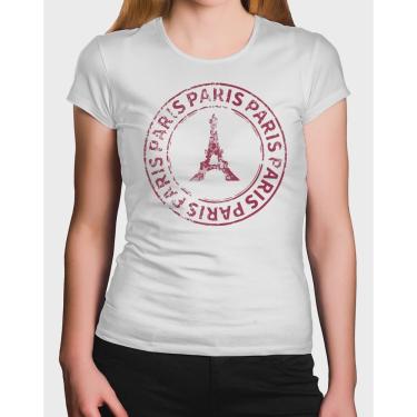 Imagem de Camiseta Feminina Paris Torre Eifel Adesivo Glitter Rosa