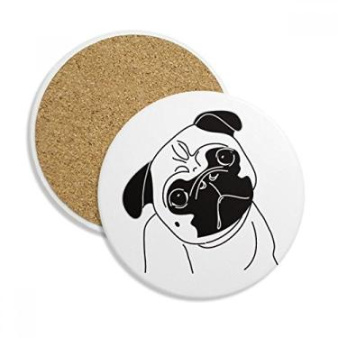 Imagem de Caneca preta com estampa de ilustração de cachorro de desenho animado, caneca de copo, pedra absorvente de proteção de mesa