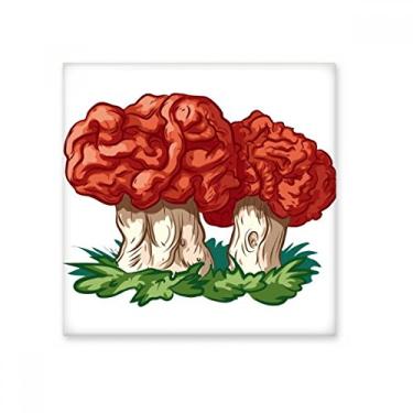 Imagem de Linda ilustração de cogumelo vermelho padrão azulejo de cerâmica brilhante decalque de pedra adornada tijolo vitrificado