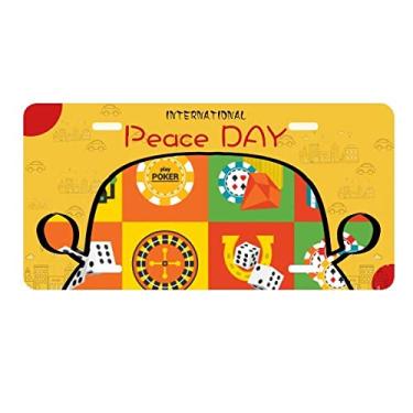 Imagem de DIYthinker Placa de carro com ilustração de objetos de cassino quadrados, etiqueta de decoração de carro, dia da paz