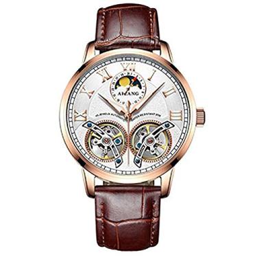 Imagem de Ailang WhatsWatch Relógios Masculinos Luxuosos Automático Duplo Couro Turbilhão À Prova D’Água Cristal Safira -227