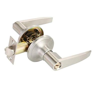 Imagem de Maçaneta de porta de entrada e trava de fechadura de cilindro único e chave elegante conjunto de maçanetas de bloqueio redondo de entrada para uso doméstico, fechadura de porta de cobre com 3 chaves de acessórios