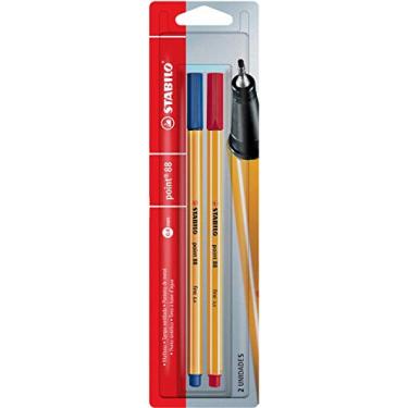 Imagem de Caneta Ponta Fina – STABILO point 88 – Pacote com 2 unidades – Azul e Vermelho