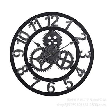 Imagem de Relógio de parede para decoração, relógio retro europeu com grandes algarismos romanos Relógio interno silencioso de metal operado por bateria para sala de estar, cozinha e sala de estar, GoldenRome, 16 pol.