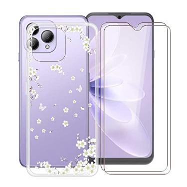 Imagem de HGJTF Capa de telefone para Cubot P80 (6,6 polegadas) capa com 2 películas protetoras de vidro temperado, TPU macio e fino [à prova de choque X anti-amarelo] capa transparente para Cubot P80 - WM91