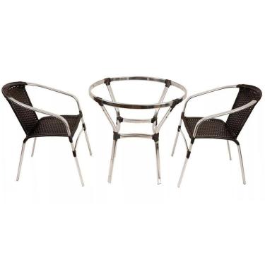Imagem de Conjunto 2 Cadeiras e Mesa Floripa em Alumínio Trama 
