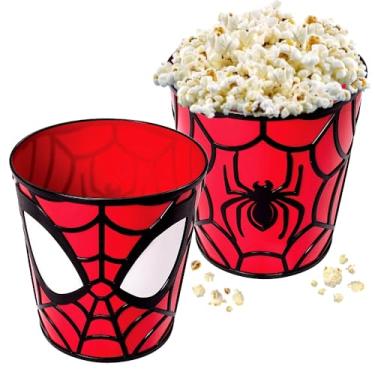Imagem de Kit com 2 Baldes de Pipoca 3D Homem Aranha 2 Litros Spidey Original Plasútil Pote para Pipocas Redondo com Textura