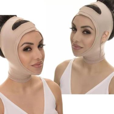 Imagem de Faixa Cinta Pós-Cirúrgica Mentoneira Lifting Facial Lipo de Papada Bichectomia Otoplastia Com ou Sem Abertura para as Orelhas New Form (G, Sem Abertura de Orelhas)