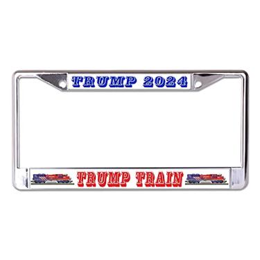 Imagem de Moldura para placa de carro Trump Train 2024 Trump Train Chrome