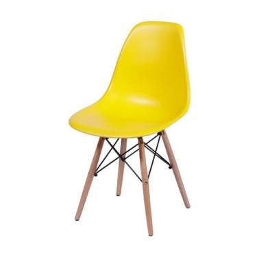 Imagem de Cadeira Dkr Design Base Madeira Assento Amarelo - Up Home