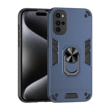 Imagem de Estojo Fino Compatible with Motorola Moto G22 Phone Case with Kickstand & Shockproof Military Grade Drop Proof Protection Rugged Protective Cover PC Matte Textured Sturdy Bumper Cases (Size : Blue)