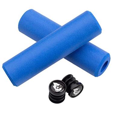 Imagem de Pegas de silicone para mountain bike dente de lobo: pata gorda, Azul, 9.5mm Fat Paw