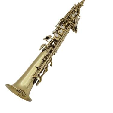 Imagem de conjunto de saxofone Laca De Ouro De Bronze Agudos Tubo Reto Saxofone B Plana Sax Instrumentos Com Caso Bocal (Color : Plum)