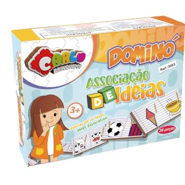 Imagem de Carlu Brinquedos - Associação de Ideias Dominó 28 Peças, 3+ Anos, Multicor, 3003